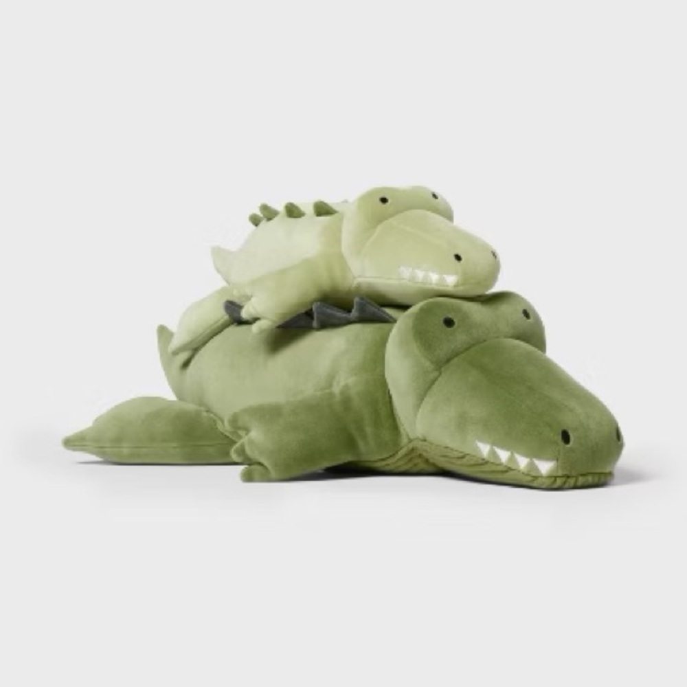 Pillowfort Olive Green Crocodile Plush Set